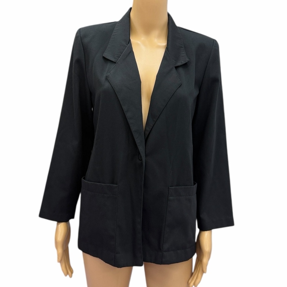 Briggs Petite Black One Button Blazer Womens Size 4P